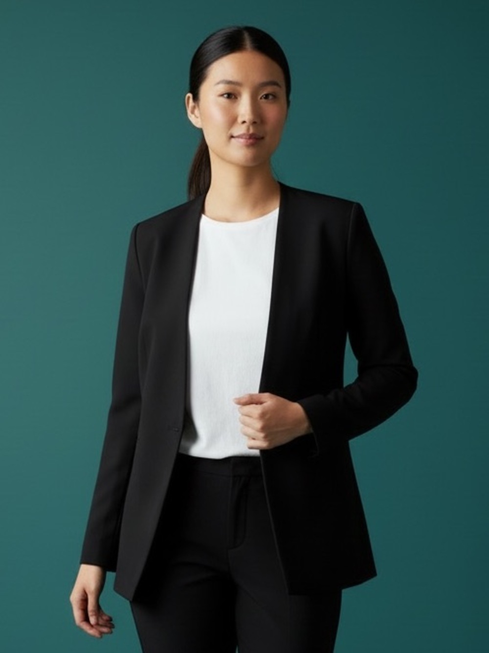 SPANX Sleek Black Open-Front Blazer